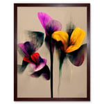 Yellow Lilac Orange Purple Abstract Iris Floral Flowers Painting Art Print Framed Poster Wall Decor 12x16 inch