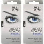 2x Swiss O' Par Eyelash and Eyebrow Tint & Dye Black Kit Beauty Makeup Girls Eye