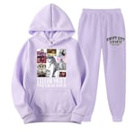 Taylor Swift The Eras Tour Hooded Sports Tracksuit Tvådelad Outfit Swiftie Långärmad Pullover Hoodies Sweatshirt + Sweatpants Byxor Set[HK] Purple M