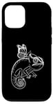 Coque pour iPhone 12/12 Pro Dessin au trait caméléon avec motif herpétologie Butterfly