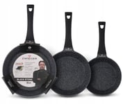 ZWIEGER BLACK STONE SET OF FRYPANS 3 PCS FRYING PANS 20, 24, 28 CM ALUMINIUM PAN