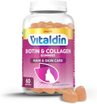 VITALDIN Biotine & Collagène Gummies – Beauté Complément – 2.500 Mcg Biotine, Vi