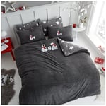 GC GAVENO CAVAILIA Easycare Teddy Bear Duvet Cover, Reversible Star Bedding Double Bed Set, Fluffy Fleece Quilt Cover, Emb Bear-Grey