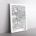 Big Box Art Map London UK Canvas Wall Art Print Ready to Hang Picture, 76 x 50 cm (30 x 20 Inch), White, Grey, Grey