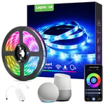 Lepro 5M LED Strip Light IP65, WiFi Smart RGB LED Strip, Works with Alexa and Google Assistant, Smart Life App & Voice Control, PU Coating LED Lights for Kitchen, Bedroom, Christmas