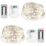 2-pack 20ft 60 LED ljusslinga med fjärrkontroll timer vattentät juldekoration