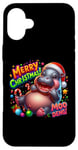 Coque pour iPhone 16 Plus Adorable bébé hippopotame Moo Deng Merry Christmas Cheer