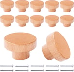 Bodontek Boutons de Porte en Bois, 12 Pi¿¿ces Poign¿¿es de Meuble, Bouton de Tiroir en Bois, Poign¿¿es de Boutons Rond Poign¿¿es de Tiroir de Placard, Poign¿¿es de Porte de Commode de Meuble