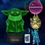 Star Wars Cadeau Lampe 3d Illusion Veilleuse Quatre Motifs Et 7 Couleurs Chan...