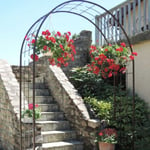 Arche de jardin treillage en fer vieilli tubes carrés grand modèle + 4 supports poteaux à enfoncer