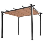 Justerbar Pergola Gazebo 3x4m Grå/Brun Aluminium