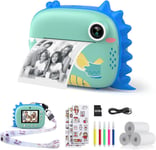 Himont Appareil Photo Instantané Enfants,Numérique Avec Papier D'Impression & Carte Tf 32G,Caméra Vidéo Avec Stylos Colorés Pour Le Bricolage,Cadeau Pour Filles Garçons De 3-14 Ans