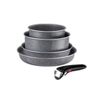 TEFAL INGENIO Hard Stone Lot Poeles 22/26 cm, Casseroles 16/20 cm, Poignée, N...