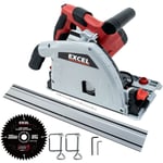 Excel Circular Plunge Cut Track Saw With Guide Rail Clams Set & 165mm Blade 48T