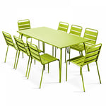 Ensemble table de jardin et 8 chaises en métal vert - Palavas - Vert