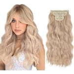 Clip-In Extensions 22 tuuman setti 4 Curly Waves naisten peruukki