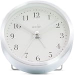 Acctim - Tegan Alarm Clock, Analogue, Silent & Non-Ticking, Round, Silver