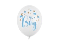 Partydeco Sb14p-232-008-6, Toy Balloon, Latex, Blå, Guld, Vit, Temafest, Oval, 30 Cm