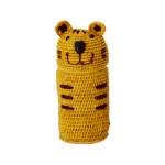 Rice - Raffia Crocheted Pencil Case / Purse - Tiger Shape - Yellow - 20cm x 10cm x 5cm