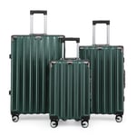 Infinity Leather Unisex Hardshell Green Suitcase Set Robust 8 Wheel Luggage Cabin Case Bag - Emerald - Size Large