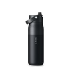 LARQ Bottle Swig Top 34oz - Insulated Stainless Steel Water Bottle with Built-in Silicone Handle | Thermos, BPA Free | Reusable Water Bottle for Sports, Gym, and Travel, Obsidian Black