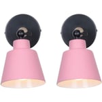 Norcks - 2PCS Applique Murale Moderne En Bois Lampe Murale Rétro Applique Murale Minimaliste Pour Chambre à Coucher, Chevet, Bureau, Couloir E27 Rose