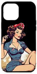 Coque pour iPhone 12 Pro Max Retro Patriotic Pin-up Vintage USA Flag American Beauty Girl