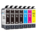 akaca 502XL Cartouches d'encre Compatibles avec Epson 502 502XL (4X Noir, 1x Cyan Magenta Jaune), pour Expression Home XP 5100 XP-5105 XP-5150 XP-5155, Workforce WF-2860DWF WF-2865DWF WF-2880DWF