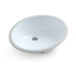 42 x 34 x 19,5 cm - Lavabo ovale - Bassin moderne en porcelaine blanc pur - Lavabo avec trop-plein - Meje