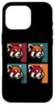 Coque pour iPhone 16 Pro Red Panda Pop Art – Vintage coloré mignon panda rouge amoureux