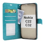 Crazy Horse Wallet Nokia C22 / C32 (Turkos)