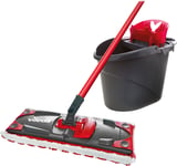 Vileda UltraMax Flat Mop and Bucket Set, Red, 2 Count Pack of 1