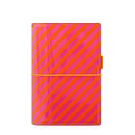 Filofax A5Domino Patent Rayures Organiseur personnelOrange-rose