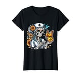 Day of the Dead nurse Sugar Skull Skeleton Monarch Butterfly T-Shirt