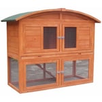 Melko - Clapier pour petits animaux avec enclos extérieur, 120 x 56 x 98 cm, en bois, avec rampe et toit rond