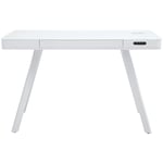 Miliboo - Bureau connecté multimédia avec tiroir en verre et métal blanc L120 cm clever