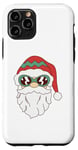 Coque pour iPhone 11 Pro Lunettes de soleil visage de Père Noël barbe et chapeau de Noël drôle