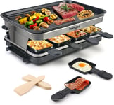 Hengbo Raclette Grill 8 Person Indoor Grill Machine 8 Mini Non Stick Pan for BBQ