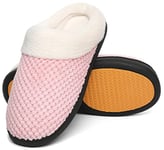 Mishansha Chaussons Femme Homme Hiver Automne Pantoufles Mousse Mémoire de Forme Chaud avec Semelle Caoutchouc Antidérapante pour Intérieur et Extérieur, Crêpe Rose, 41 EU