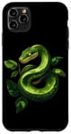 Coque pour iPhone 11 Pro Max Amoureux Drôles De Python D'arbre Vert, Serpents, Reptiles