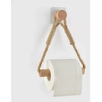 Auto Adhésif Support pour Rouleau de Papier Toilette, Porte-Papier Salle de Bain Support de Rouleau de Serviette Toilette Corde en Bois Anneau De