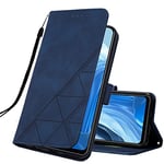 IMEIKONST Coque pour Nokia C32, Magnétique Cuir PU Premium Portefeuille avec Fentes pour Cartes Antichoc Étui à Rabat Housse pour Nokia C32. Style d'affaires Dark Blue YBS