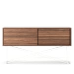 Decotique Vogue Mediabenk med Stativ 136 cm, Walnut / Hvit Valnøtt Valnøttsfinér