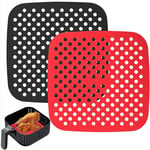 2pcs Revêtements en Silicone Antiadhésifs pour Friteuse à Air - Accessoires pour Friteuse sans Huile, Non-Stick, AirFryer, Papier sulfurisé (Carré