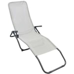 Transat de jardin pliant chaise longue de balcon terrasse solarium en métal verni et tissu mod. Samba Blanc