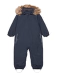 Color Kids Coverall W. Fake Fur Marinblå