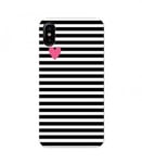 Coque Iphone X raye noir blanc coeur