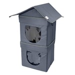 Kitty City Niche pour Chat d'extérieur à 2 Niveaux, Grand lit pour Chat, Cube empilable, lit Lavable, Maison/Niche pour Chat d'intérieur, Gris (CM-10077-CS01)