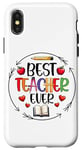 Coque pour iPhone X/XS Best Teacher Ever Crayon Apple Heart Book