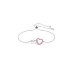 Swarovski Infinity bracelet, Heart and infinity, Pink, Rhodium plated